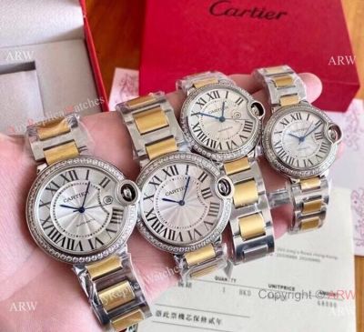 Copy Cartier Ballon Bleu Couple Watches Two Tone Diamond Automatic Movement